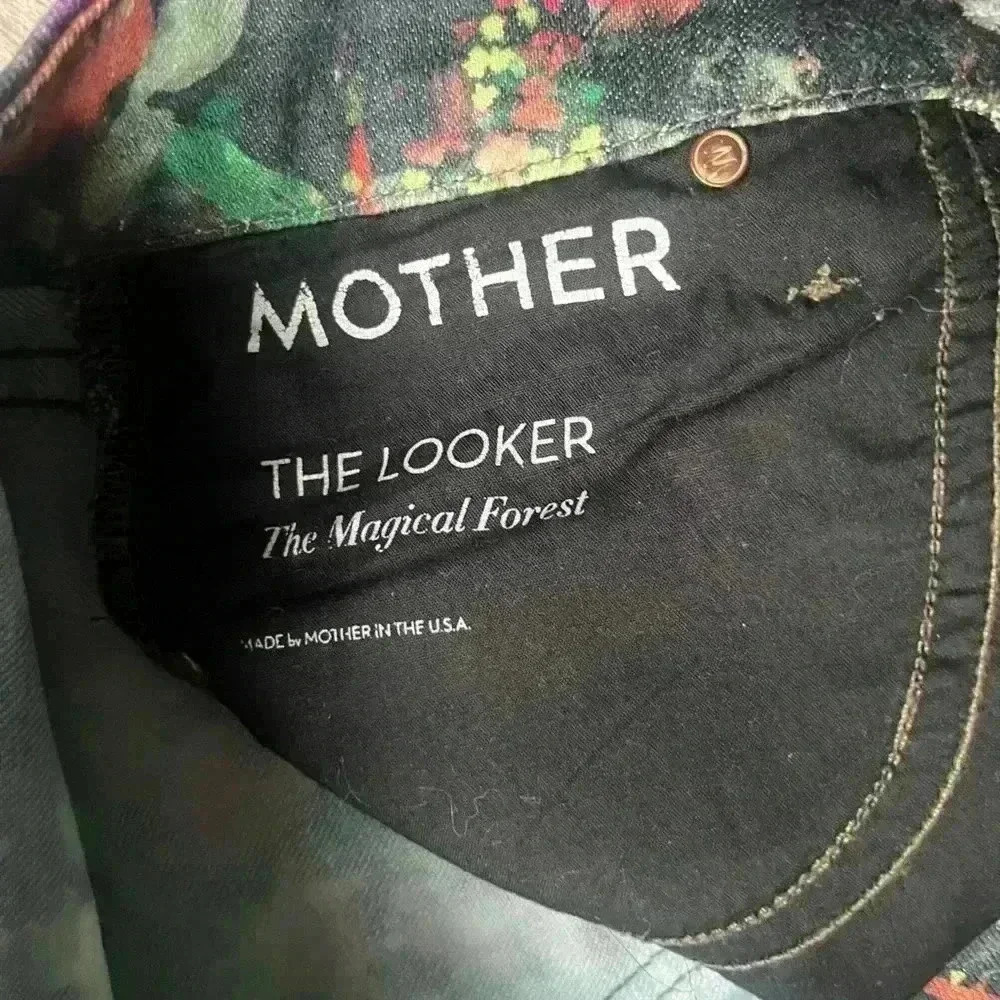 MOTHER Jeans The Looker Magical Forest Floral Print Skinny Black Denim Size 25 - Picture 5 of 9